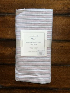 Pottery Barn Baby Montauk Belgian Linen Crib Skirt NWT Pink Gray White $79 - Picture 1 of 3