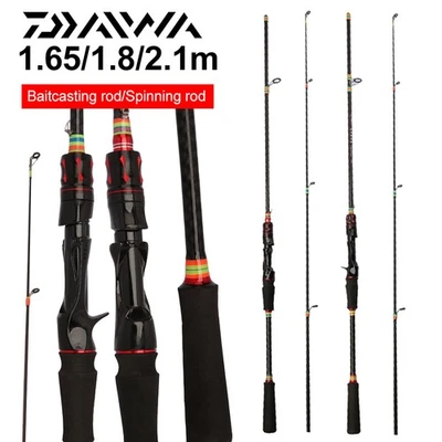 Caña de pescar 1,65/1,8/2,1 m fibra de vidrio fundición giratoria caña de pescar caña de pescar 2 piezas Foto 1 de 4