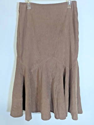 Cato Flare Skirt Size 10 Brown Faux Suede Western Cowgirl Festival Dance Rodeo - Image 1 of 4