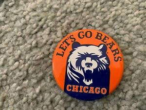 1986 Chicago Bears Let's Go Bears Football Logo Button 
