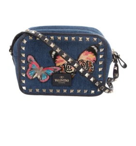 Borsa Valentino Garavani Rockstud Farfalla tracolla demin Italia - Foto 1 di 7
