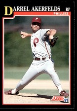 1991 Score Darrel Akerfelds Philadelphia Phillies #223