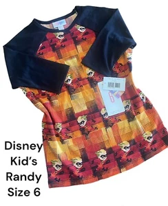 NWT LulaRoe Kid’s DISNEY Incredibles Sloan Raglan T- Size 6 - Picture 1 of 1
