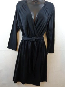 Lands End Dress Women's L Black Faux Wrap Long Sleeve - Picture 1 of 12