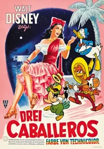 The Three Caballeros (1944) Disney cartoon movie poster reprint 18x12 inches - Picture 1 of 1