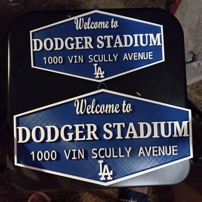 TWO LA DODGERS 15 & 12 INCH 3D Stadium SIGNS MLB BASEBALL-3D printed  - Image 1 of 4