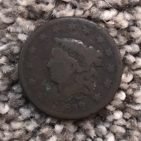 Antique 1832 Large Cent Matron Head Coin Large Type Letters Cover