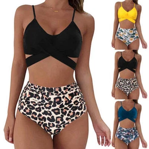 Women Sexy Soild Print Bikini Set Push Up Bathing Swimwear - Picture 1 of 75