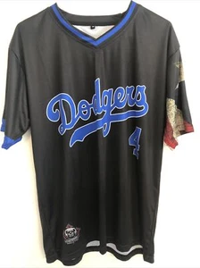 dodgers 4 jersey T-shirt V- Neck Men Size medium Black - Picture 1 of 6