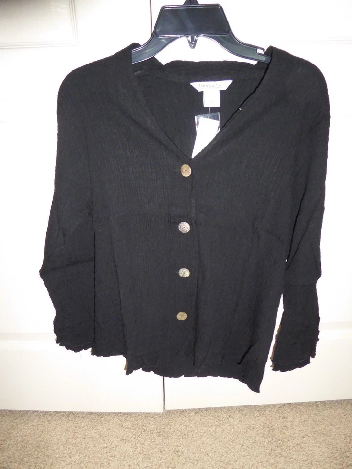 NUEVO CON ETIQUETAS Camisa de Viaje Nomadic Traders Negra 3/4 Fresco Pasha Sin Arrugas Arrugas Med Foto 1 de 1