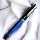 Pelikan Souveran M400 Black & Blue Stripe 14C Fountain Pen EF Nib