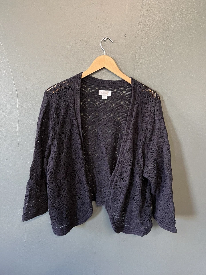 Cárdigan Avenue para mujer tejido negro encogido de hombros talla grande 26/28 Foto 1 de 3