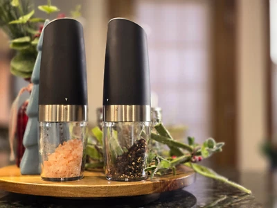Electric Salt & Pepper Grinder Set - Adjustable Coarseness Mills with LED Light - Image 1 of 4