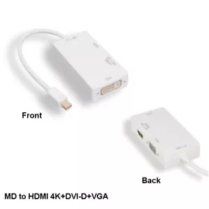 KNTK Mini Displayport 1.2 to HDMI 4K/VGA HD15/DVID Adapter for PC MAC TV Display - Picture 1 of 2