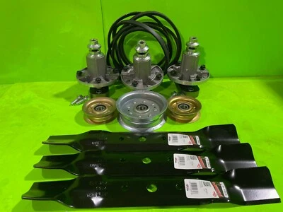 LAWNMOWER PARTS WORLD John Deere L120 L130 48" Mower Deck Rebuild Kit: Spindles, Blades, Belts, Idlers