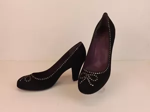 NUEVO MARC JACOBS ZAPATOS DE SALÓN CLÁSICOS DE GAMUZA NEGROS PLATEADOS CON TACHUELAS 36,5 ITALIA - Imagen 1 de 12