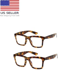 Reading Glasses Square Blue Light Blocking 2 Piece Set Strength +2.00  - Picture 1 of 5