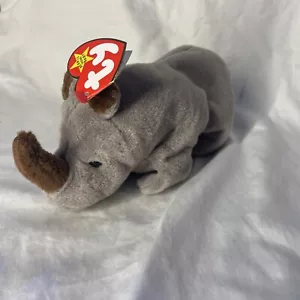 VINTAGE 1996 TY ORIGINAL BEANIE BABY "SPIKE THE RHINO" WITH TAGS. NWMT - Picture 1 of 3