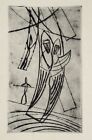 Lester Epstein (1919-1963) Abstract etching, Trapeze, high wire, Circus
