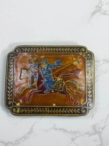 Brass Belt Buckle Emperor Warriors on Horses - Picture 1 of 3