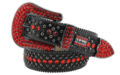 Cinturón BB Simon Kish Rojo Luz Siam Cristal Negro Rap Hip Hop 30 32 34 36 38 40 42 Foto 1 de 4