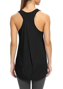 Long Yoga Workout Tank Tops Tennis Sports Shirts Loose fit Gym Exercise Cloth... - Picture 1 of 6