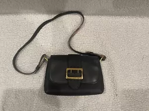 BURBERRY  BLACK GRAINED LEATHER SMALL NOVA CHECK CROSSBODY BUCKLE BAG - Picture 1 of 7