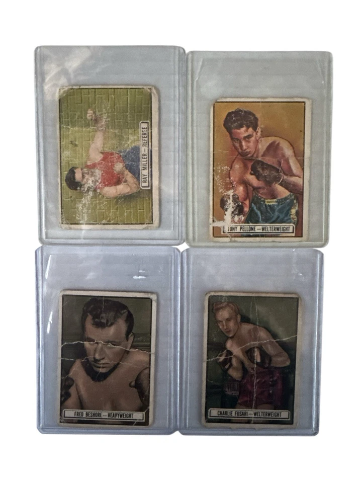 1951 Topps Ringside Vintage Lot 4 Boxing Cards Miller-Pellone-Beshore-Fusari 🥊 - Image 1 of 4