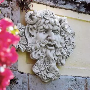 Grande: Escultura de pared de la deidad de Baco leyenda cosecha de uva Greenman dios del vino - Imagen 1 de 4