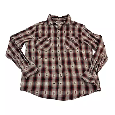 MOSSIMO Aztec Shirt Men Large Indian South West Woven Button Up Casual Red Black - Image 1 of 4