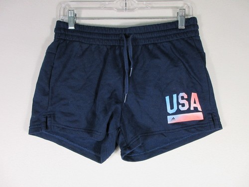 Adidas pantaloncino felpato donna Americana grafica con coulisse taglia M blu