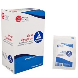 Ovale Augenpads sterile Gaze 1 5/8 x 2 5/8 medizinische Dynarex (50 Pads) - MS55310 - Bild 1 von 1