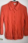 Womens Christopher And Banks Orange Crinkle Blouse L   Excellent Condition