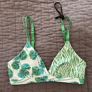 New Diane Von Furstenberg Geranium Leaf & Sea Twig Dual Green Bra Bralette XS - Picture 1 of 2
