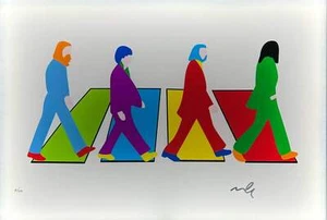 The fab Four Marco Lodola Opera SILKSCREEN with BEATLES Frame on PVC Ed. Lim - Picture 1 of 1