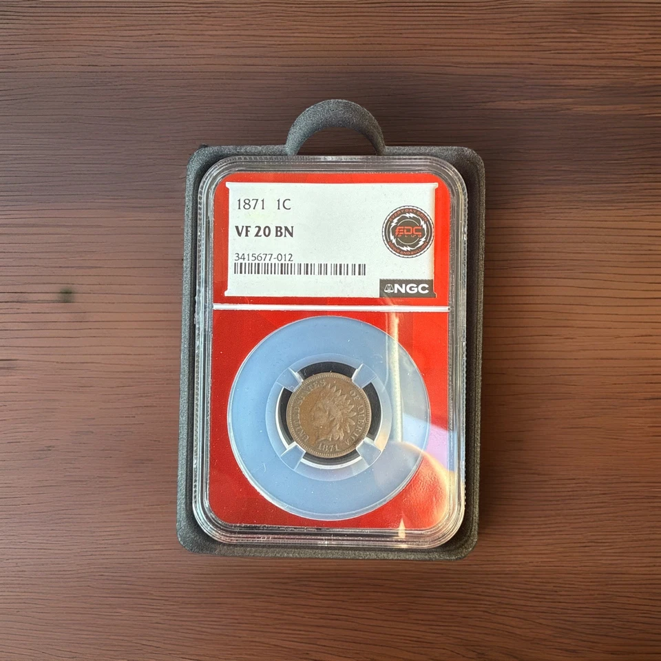 Certified 1871 Indian Head Cent NGC VF20 BN IHC 1c Penny  - Image 1 of 1
