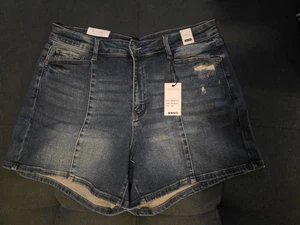 Judy Blue Jeansshorts Damen 3XL hoher Bund Nahtdetail Distressed Stretch Denim - Bild 1 von 7