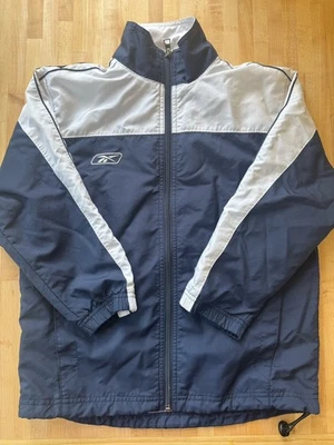 Cortavientos Reebok Cremallera Azul Marino y Blanco Rayas M  Foto 1 de 4