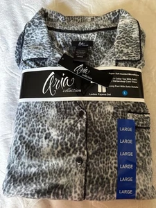 ARIA Women's Soft Fleece Pajama 2 Piece Set Size L Cheetah Print - New with tags - Picture 1 of 4
