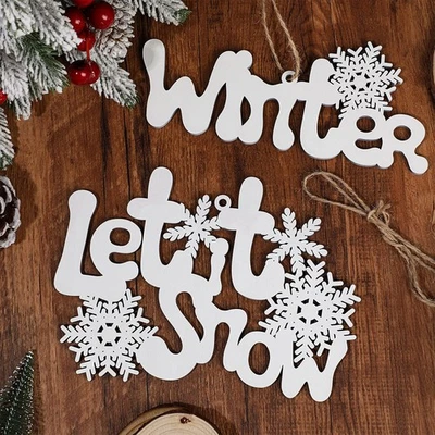 2 Pieces Wooden Letters Let It Snow Wall Art Winter Wood Wall Sign Farmhouse ... - Image 1 of 4