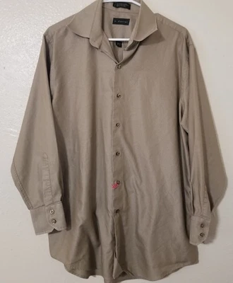 Camisa de vestir para hombre J. Ferrar tostada 16,5 manga larga diseño Chevron 32-33 Foto 1 de 4