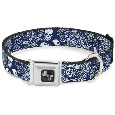 Dog Collar Bone Bandana/Skulls Royal/White WIDE-Small 13-17" (Importación USA) - Imagen 1 de 4