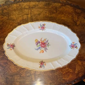 Vintage LC Bernadotte Floral Gold Trim Large Platter - Imagen 1 de 2
