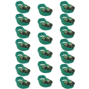 LOTE DE 20 PAQUETES VERDES 6 pies 3 pines XLR M/F micrófono blindado micrófono cables de audio - Imagen 1 de 2