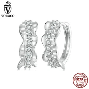 Orecchini a cerchio Voroco argento 925 squisito nastro pizzo gioielli moda donna regalo - Foto 1 di 12