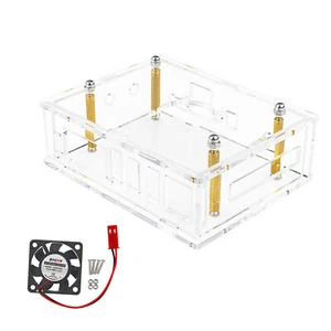 Acrylic Transparent Enclosure Case House W/ Cooling Fan For Orange Pi 5 Plus n - Picture 1 of 14