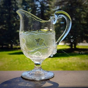 Antique EAPG Glass Creamer Budded Ivy Leaves c.1880s USA, Vintage Kitchen Decor - Picture 1 of 11