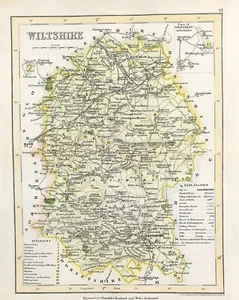 map Wiltshire 1840 Original by Joshua Archer Towns Parks Rail & Roads colour - Picture 1 of 4