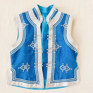 Para mujer Chaleco Seda Asiático Fiesta Fiesta Prenda para el torso Sin mangas Plata Azul Vestido Boho S M - Imagen 1 de 3