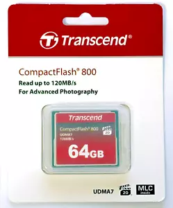 Brandnew Unused Transcend 64GB CompactFlash 800 Speicherkarte TS64GCF800 boxed! - Picture 1 of 2